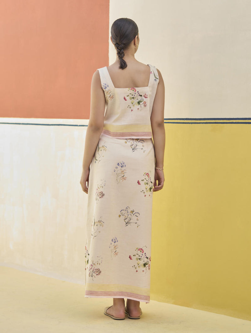 Leena Floral Co-ord Set 
- Sand linen by Manan in natural color for women in Singapore