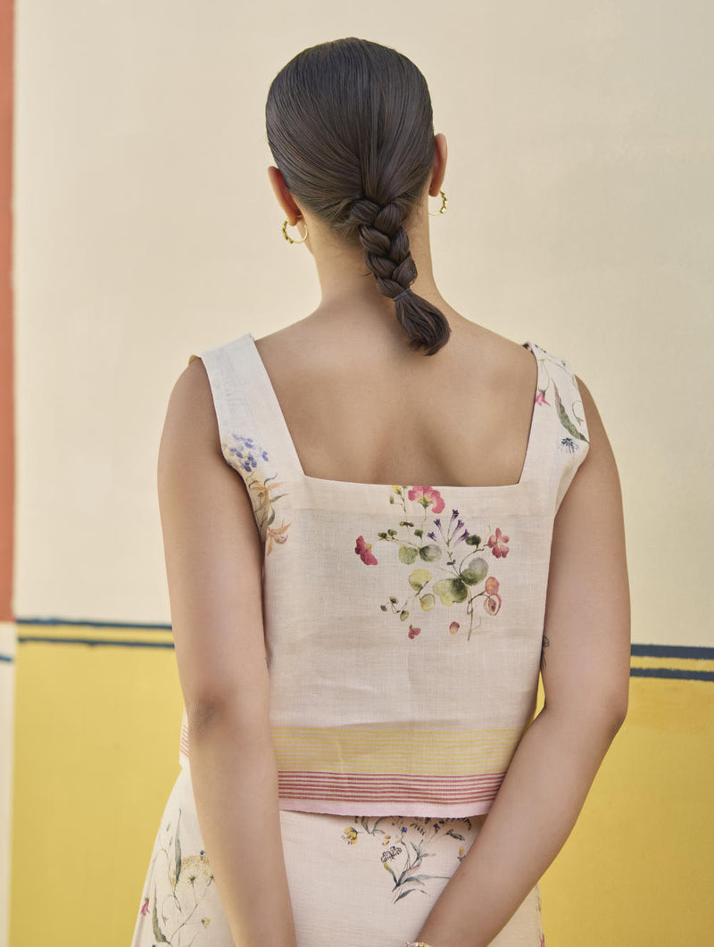 Leena Floral Co-ord Set 
- Sand linen by Manan in natural color for women in Singapore