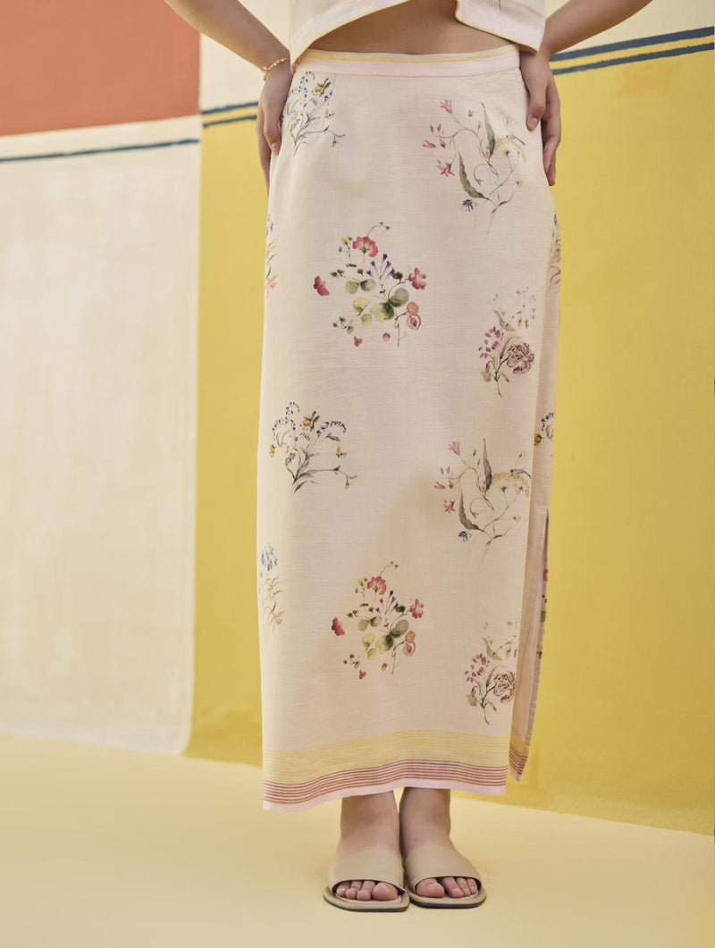 Leena Floral Co-ord Set 
- Sand linen by Manan in natural color for women in Singapore