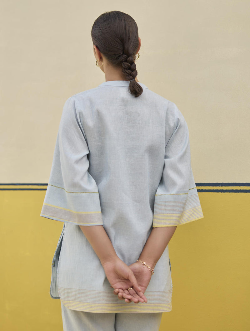 Neri Border Linen Co-ord Set
- Sky linen by Manan in blue color for women in Singapore