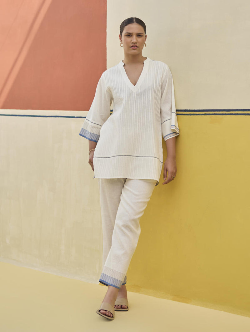 Neri Border Linen Co-ord Set
- Ivory linen by Manan in ivory color for women in Singapore