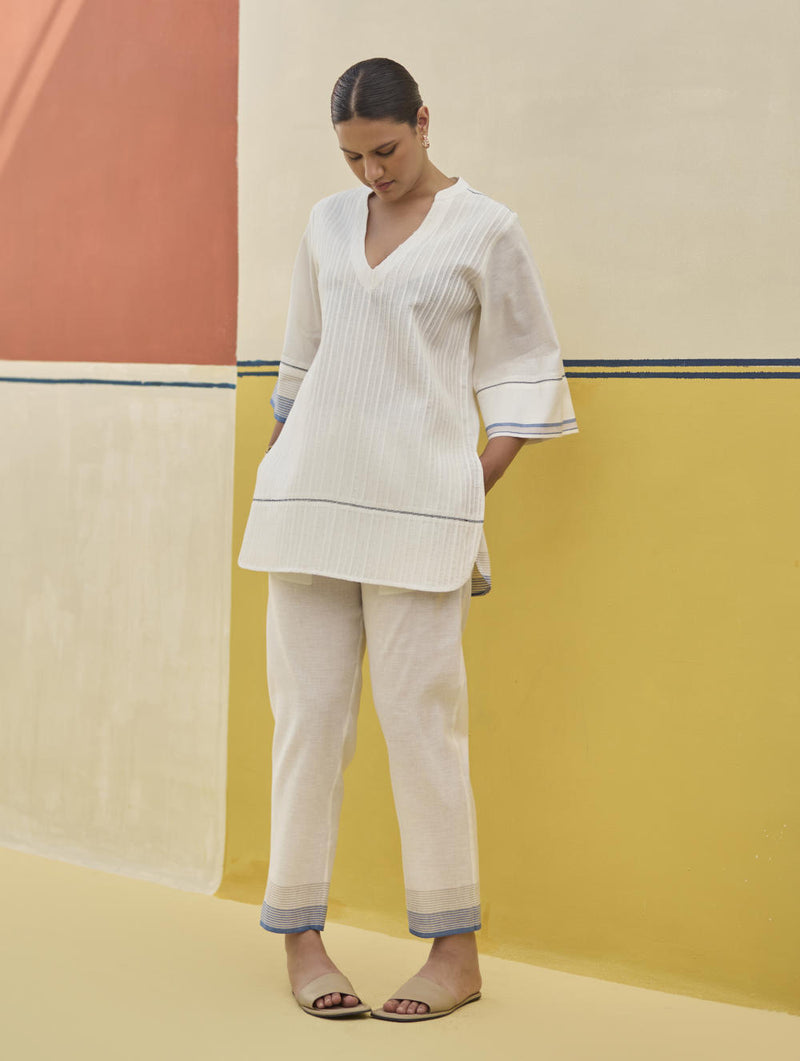 Neri Border Linen Co-ord Set
- Ivory linen by Manan in ivory color for women in Singapore