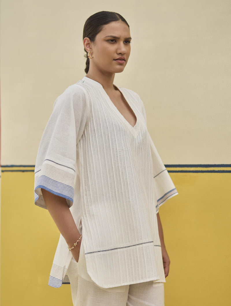 Neri Border Linen Co-ord Set
- Ivory linen by Manan in ivory color for women in Singapore