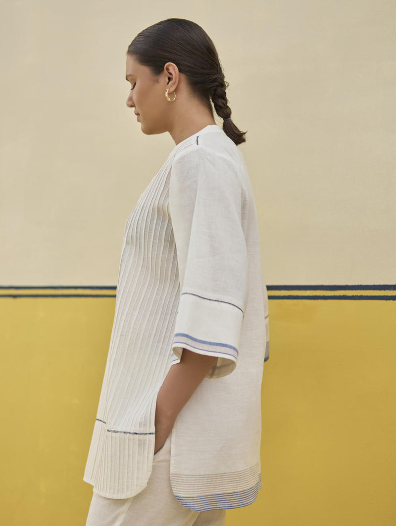 Neri Border Linen Co-ord Set
- Ivory linen by Manan in ivory color for women in Singapore