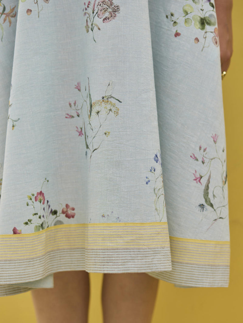 Kaya Watercolour Floral Linen Dress
- Sky linen by Manan in blue color for women in Singapore