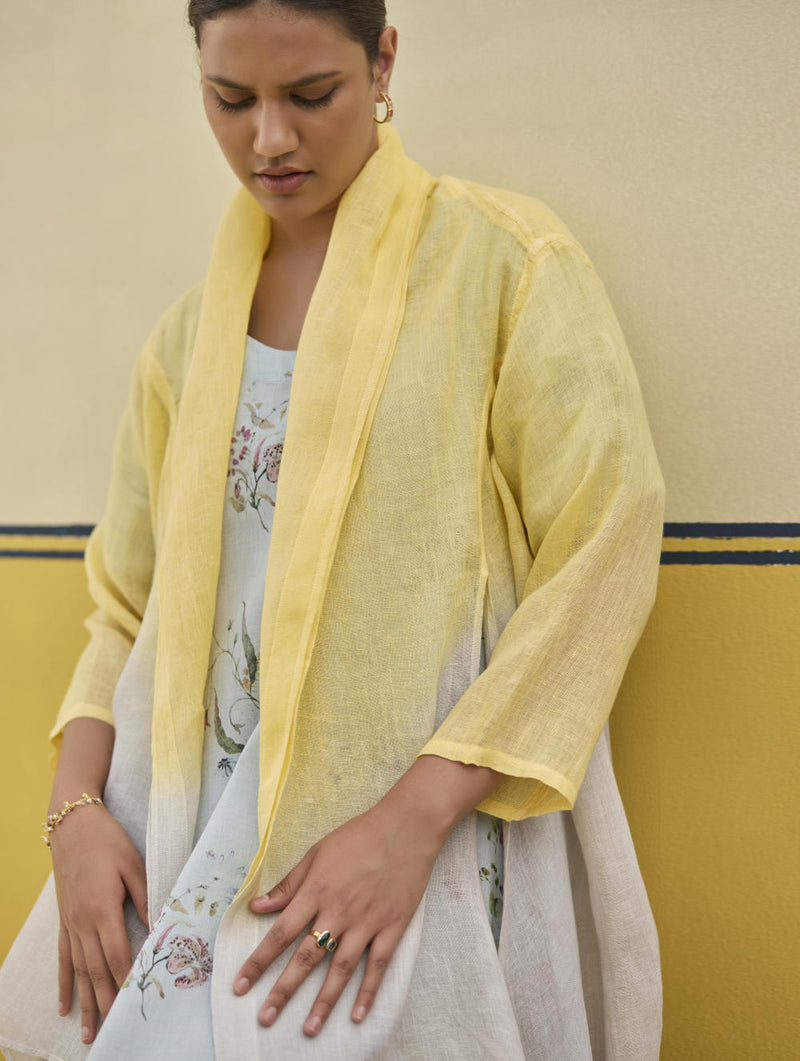 Kaya Floral Linen Dress With Overlay
- Sky linen by Manan in blue color for women in Singapore
