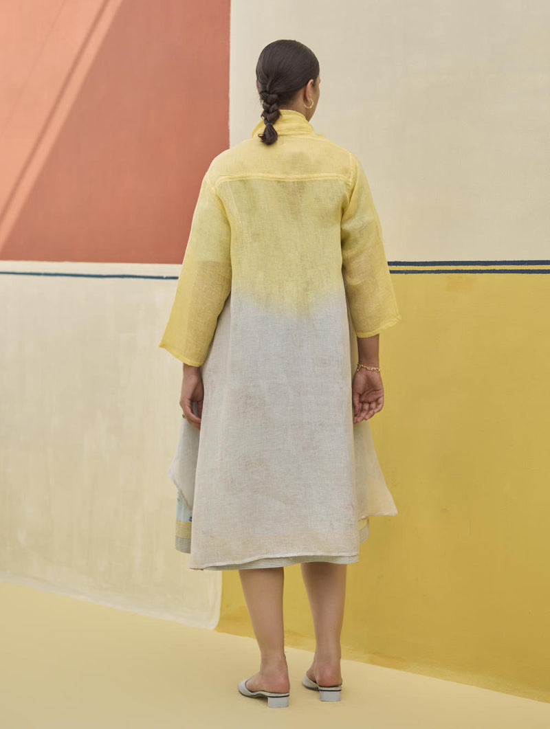 Kaya Floral Linen Dress With Overlay
- Sky linen by Manan in blue color for women in Singapore