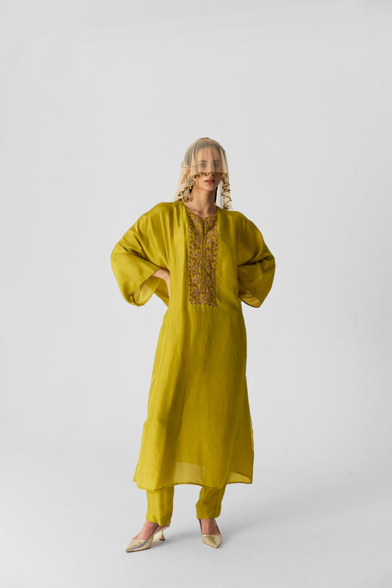 LIME KAFTAN SET silk by Yam for women in Singapore