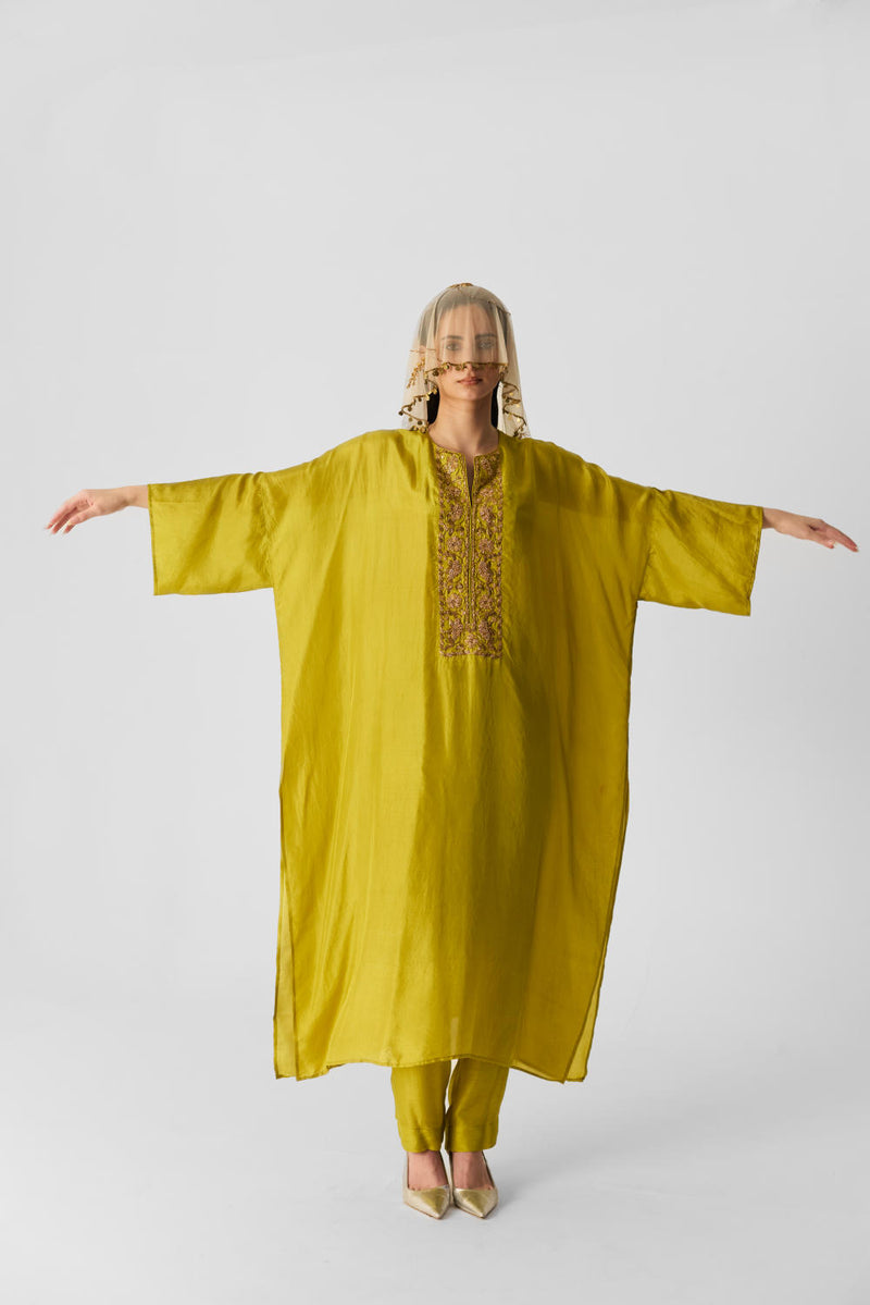 LIME KAFTAN SET silk by Yam for women in Singapore