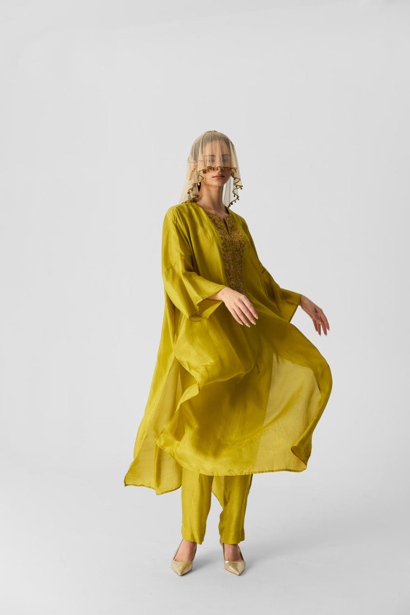 LIME KAFTAN SET silk by Yam for women in Singapore
