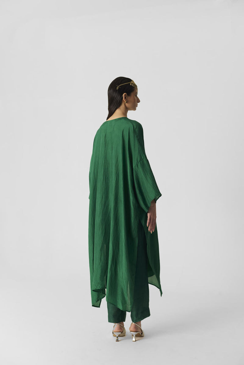 ROYAL GREEN KAFTAN SET silk by Yam in green color for women in Singapore