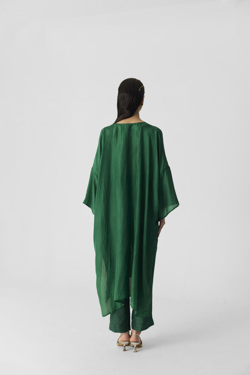 ROYAL GREEN KAFTAN SET silk by Yam in green color for women in Singapore