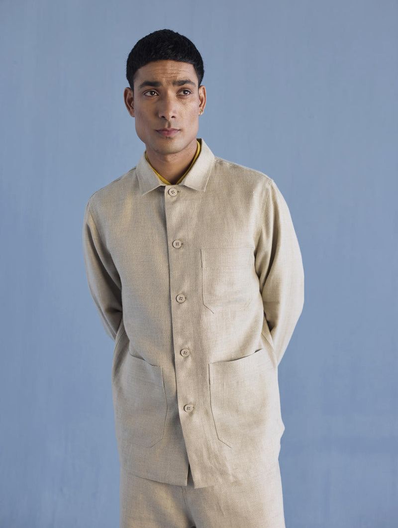 Ansh Forever Linen Shacket - Earth