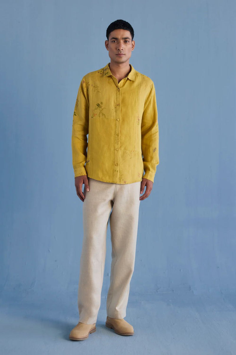 Neo Timeless Linen Pants - Earth linen by Manan Men in ivory color for men in Singapore