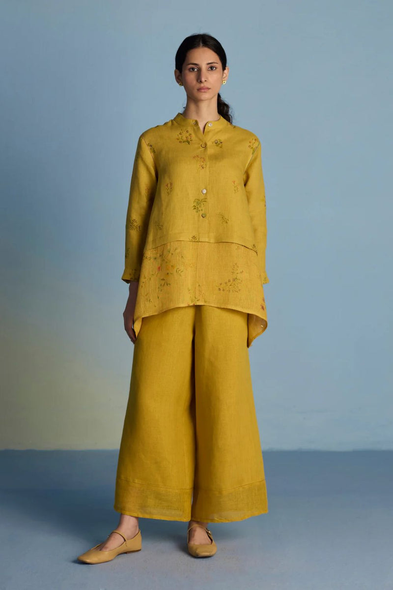 Leina A- Line Linen Co-ord Set - Ochre linen by Manan for women in Singapore