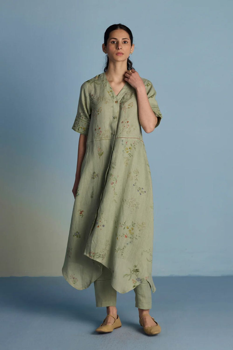 Inoya Linen Co-ord Set - Mint linen by Manan in mint color for women in Singapore