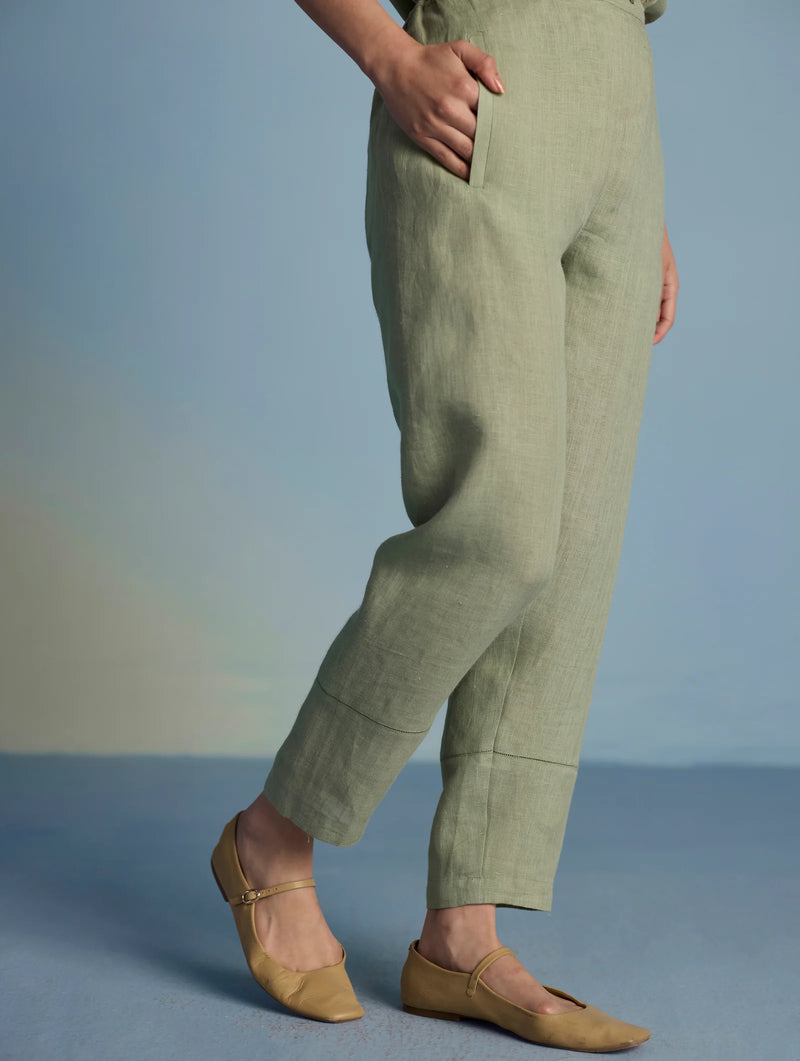 Inoya Linen Co-ord Set - Mint linen by Manan in mint color for women in Singapore