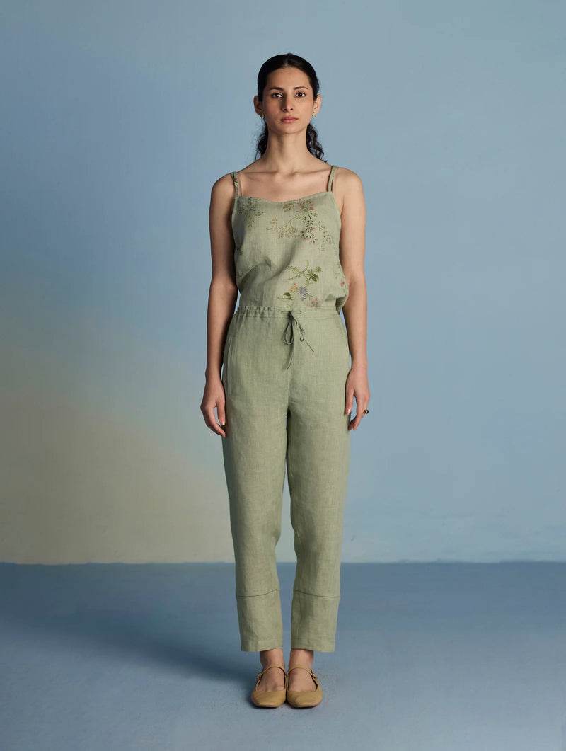 Inoya Linen Co-ord Set - Mint linen by Manan in mint color for women in Singapore