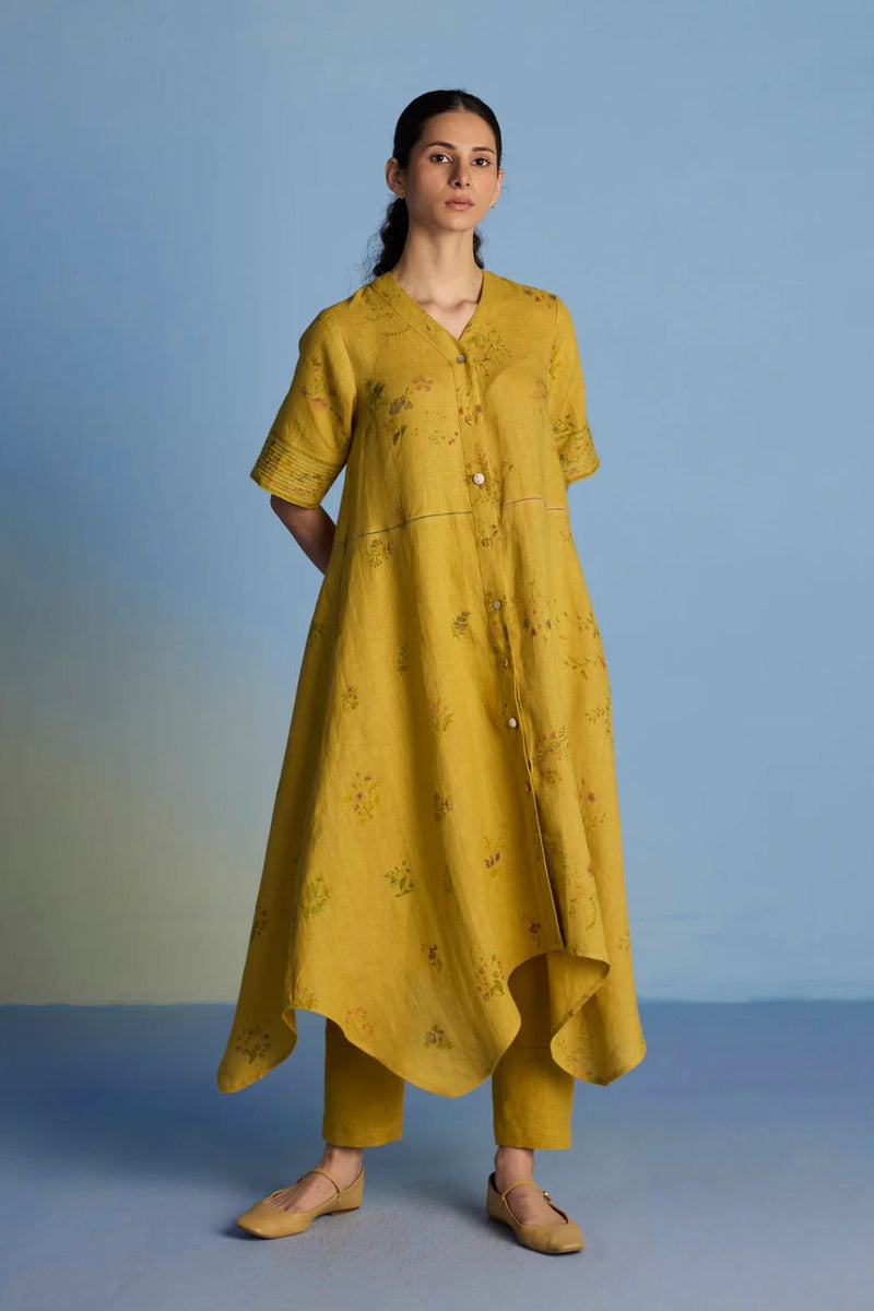 Inoya Linen Co-ord Set - Ochre linen by Manan for women in Singapore
