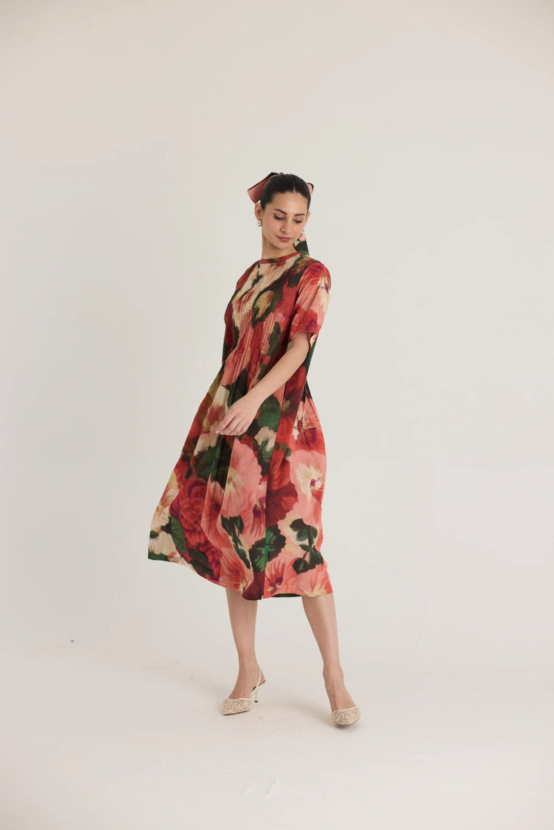 SCARLETT PINTUCKS DRESS cotton by Yam in multi color for women in Singapore