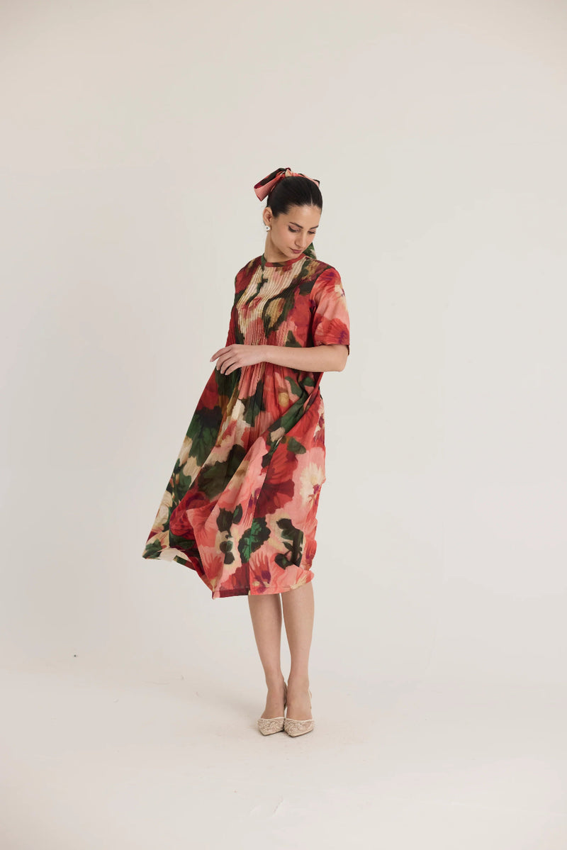 SCARLETT PINTUCKS DRESS cotton by Yam in multi color for women in Singapore