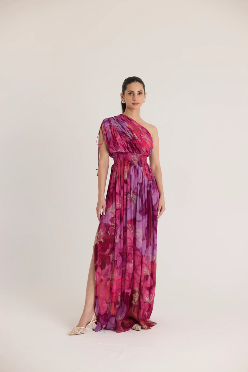 YAMPOP25-19 VIOLET ONE SHOULDER DRESS-Size S