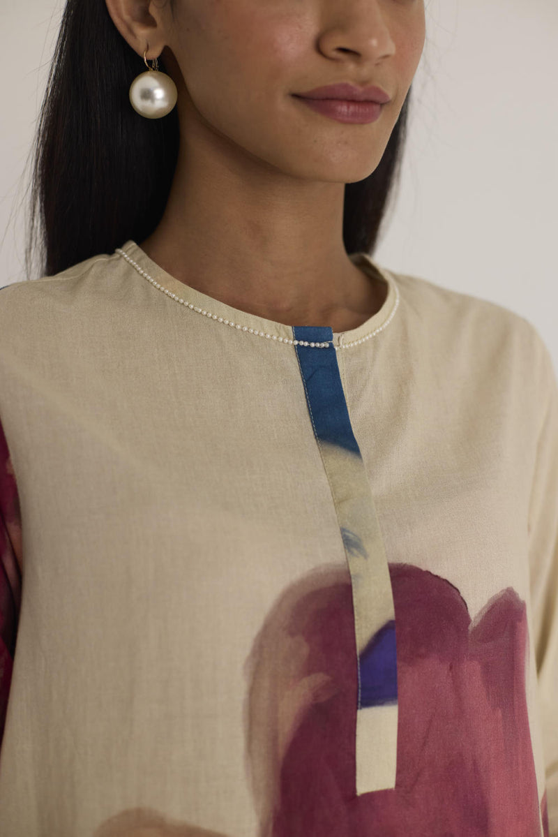LILA SHORT KURTA SET cotton by Yam in white color for women in Singapore