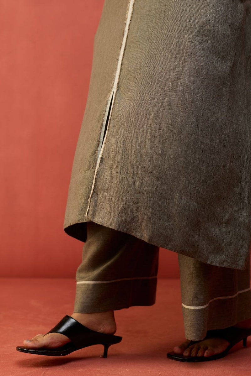 Rohe Sleeveless Linen Kurta Set - Grey by Manan for in Singapore