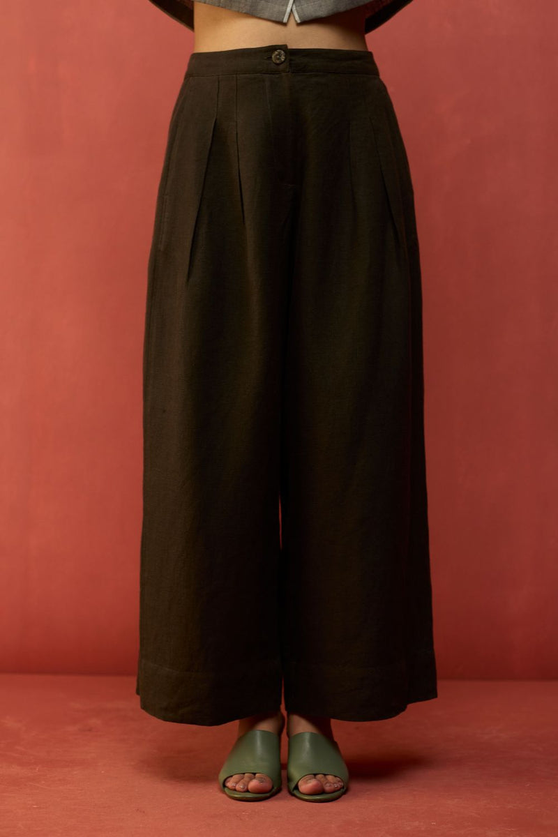 Kiera Cuban Collar Linen Co-ord Set - Grey by Manan for in Singapore