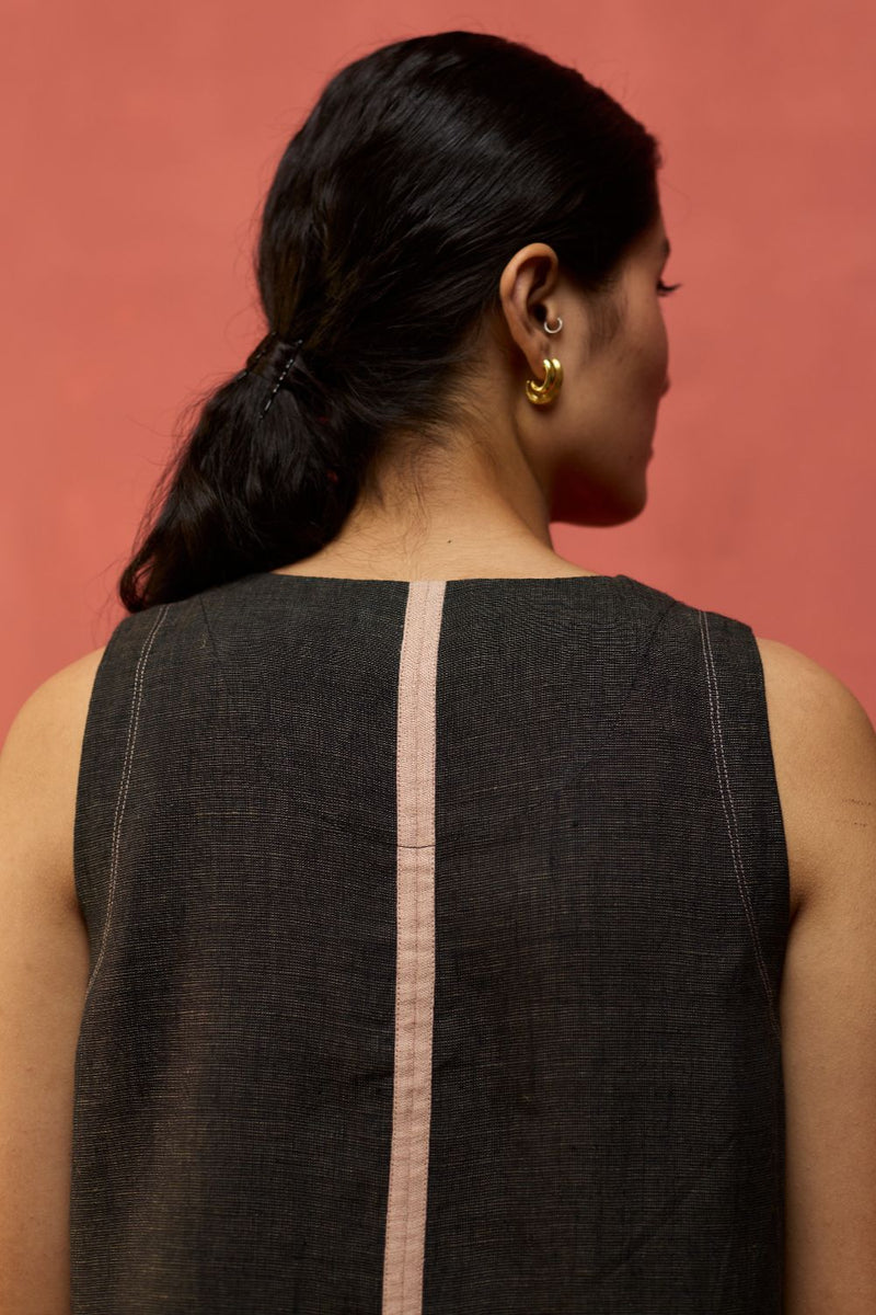 Rohe Sleeveless Linen Tunic - Charcoal by Manan for in Singapore