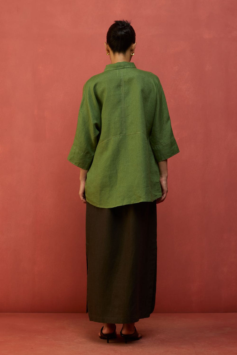 Yoko Forever Linen Co-ord Set - Fern Green by Manan for in Singapore