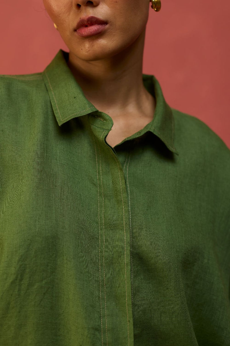 Yoko Forever Linen Co-ord Set - Fern Green by Manan for in Singapore
