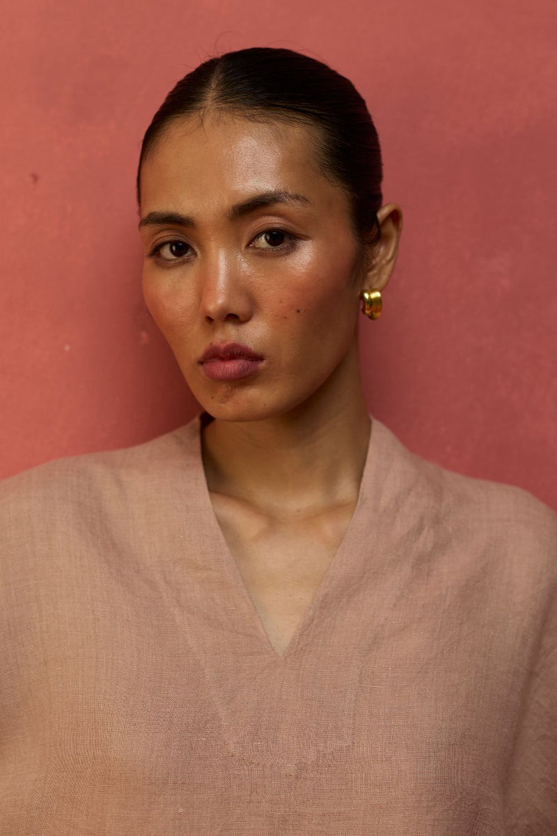 Hoshi Linen Top - Dusty Rose by Manan for in Singapore