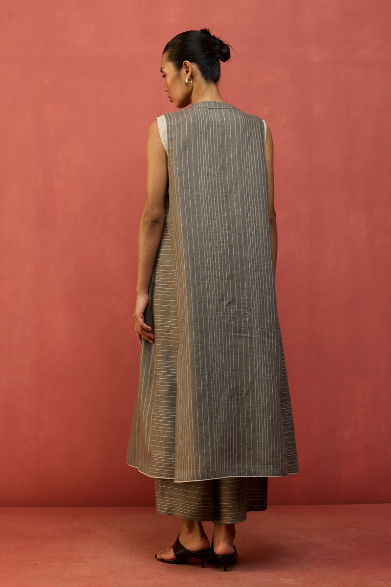 Misato Stripe Linen Co-ord Set - Grey by Manan for in Singapore