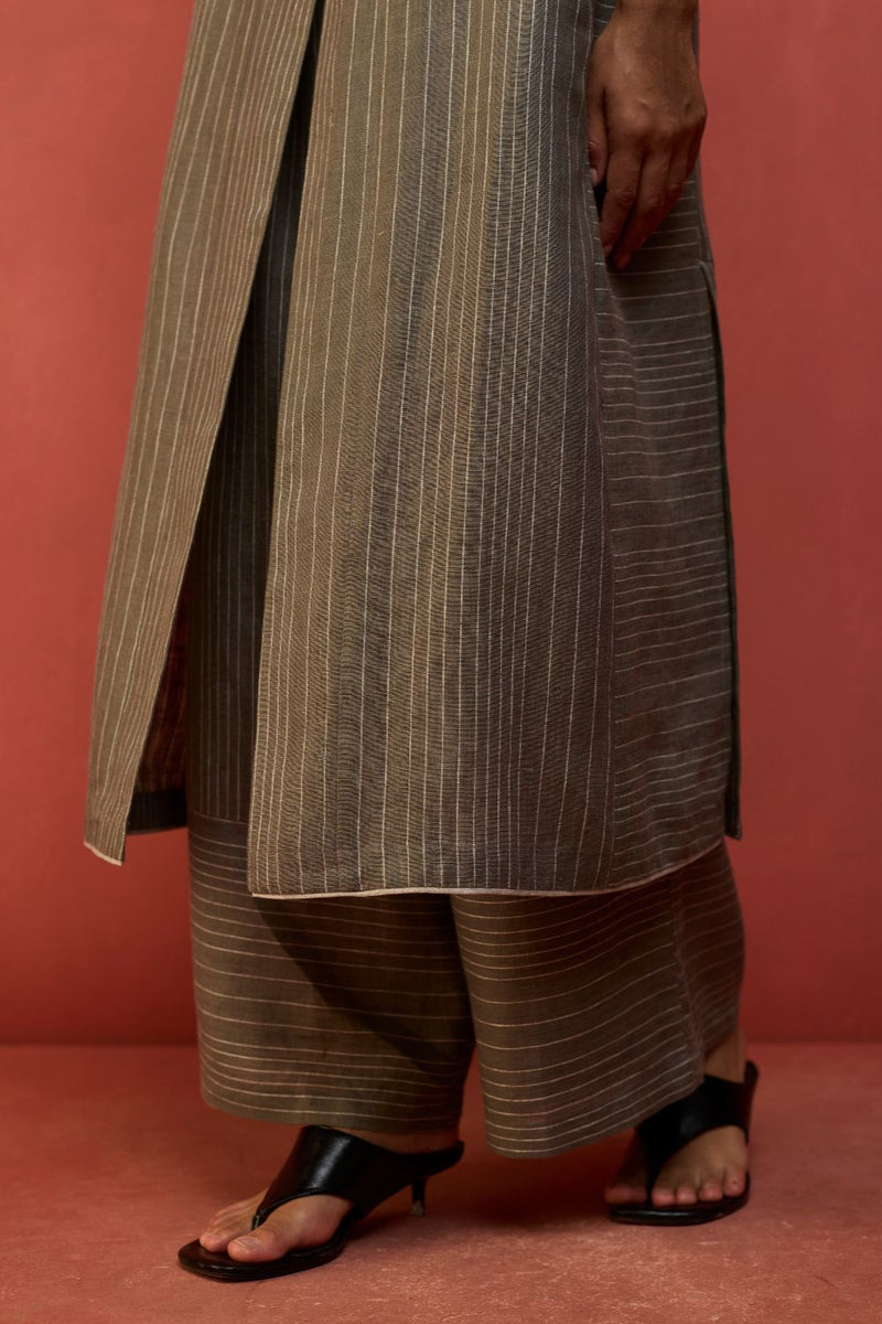 Misato Stripe Linen Co-ord Set - Grey by Manan for in Singapore