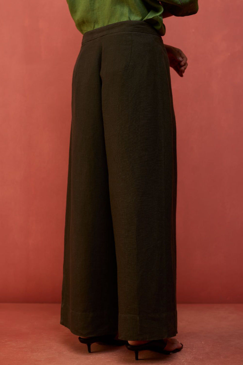 Mekko Pleated Linen Trousers - Charcoal by Manan for in Singapore