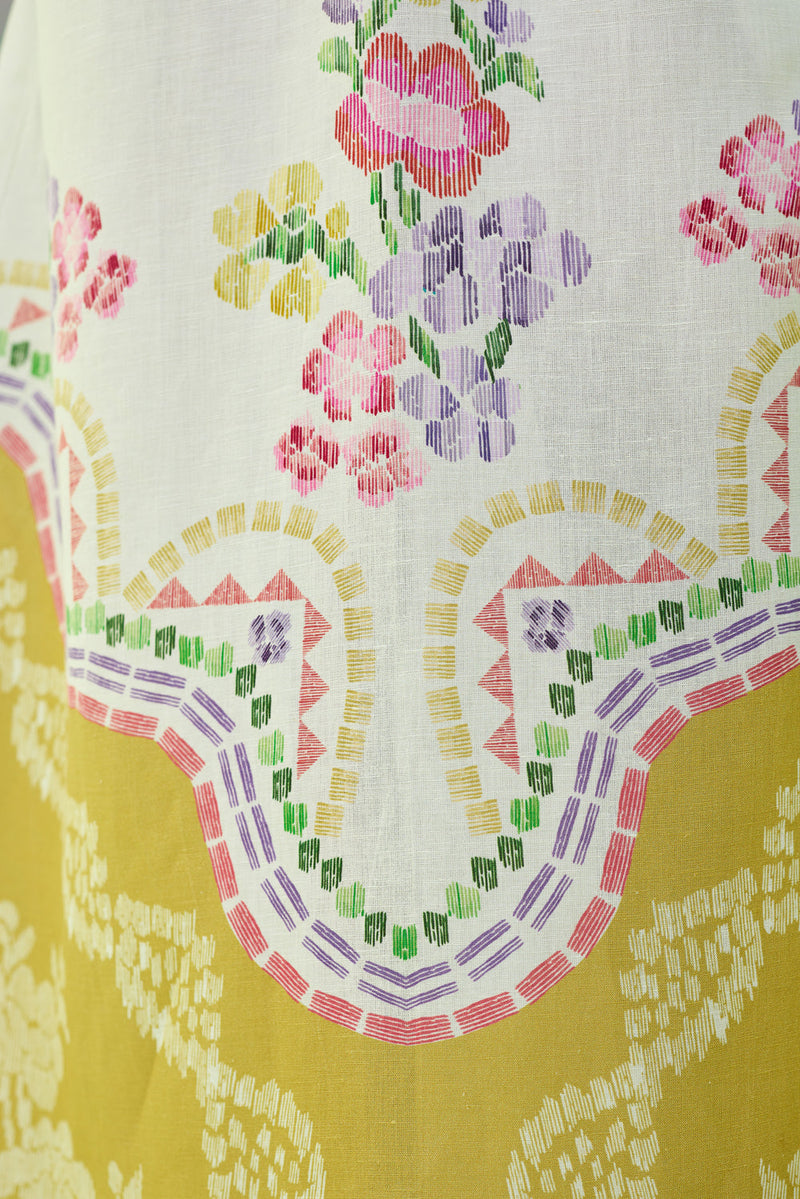 Ochre Floral Ikat Co-ord Set linen co-ord set by World of SiSa in musturd yellow for women in Singapore