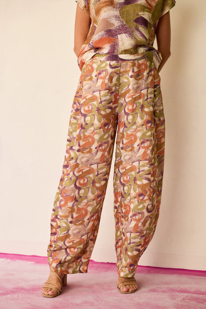Brushstroke Linen Co-ord Set linen co-ord set by World of SiSa in multi-color for women in Singapore