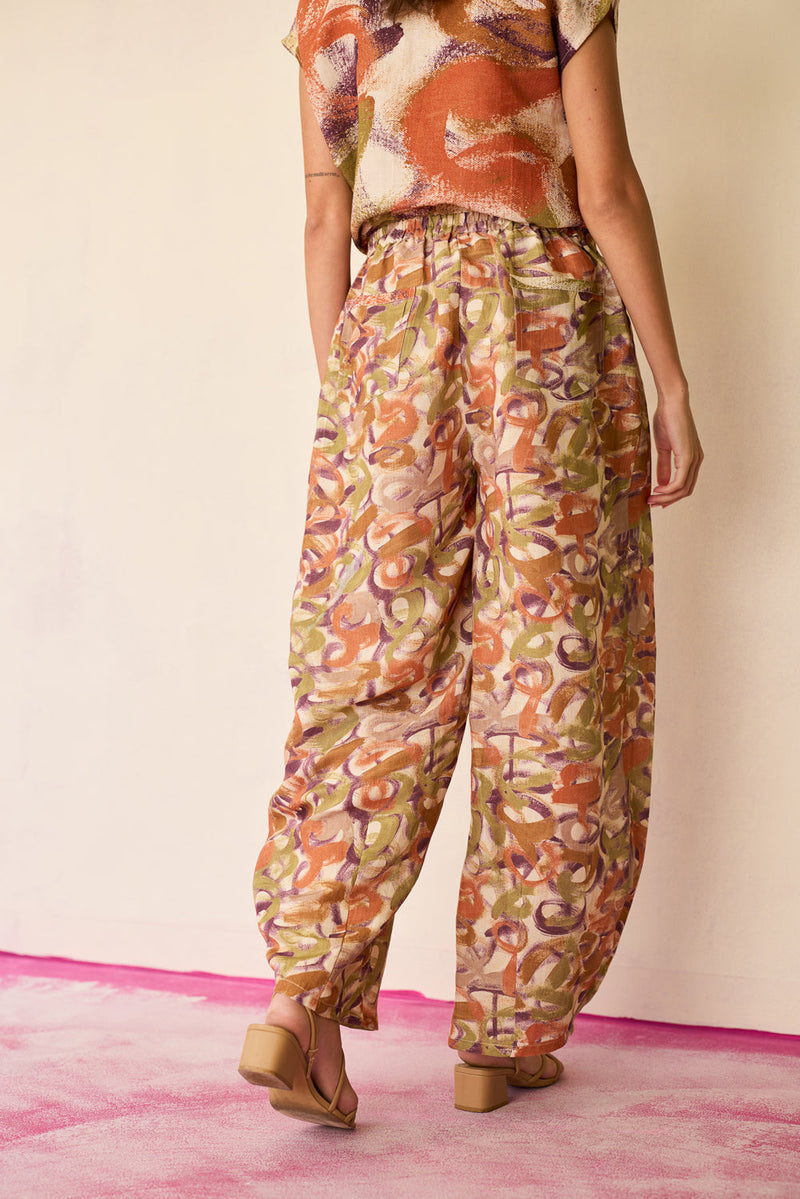 Brushstroke Linen Co-ord Set linen co-ord set by World of SiSa in multi-color for women in Singapore