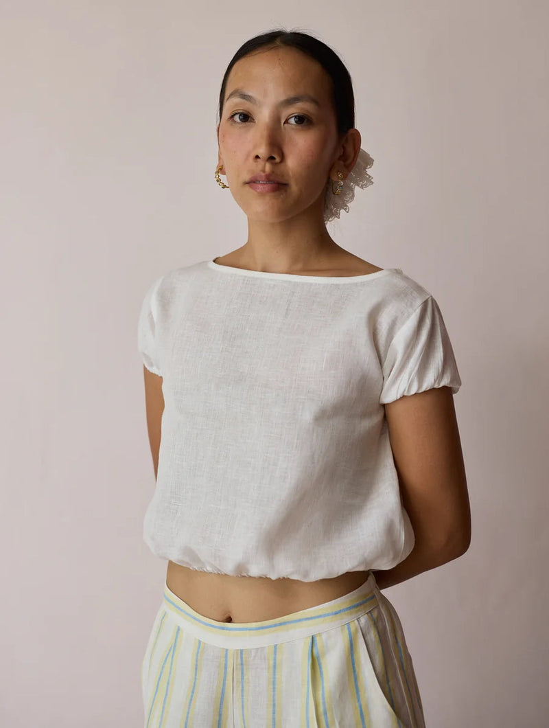 Rimi Linen Co-ord Set-Ivory linen co-ord set by Manan in ivory for women in Singapore