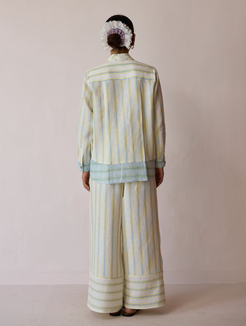 Erra Block-Printed Linen Co-ord-Ivory linen co-ord set by Manan in ivory for women in Singapore