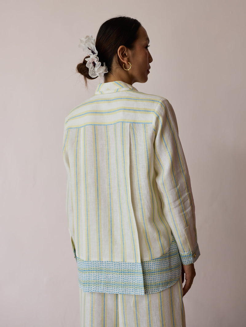Erra Block-Printed Linen Co-ord-Ivory linen co-ord set by Manan in ivory for women in Singapore