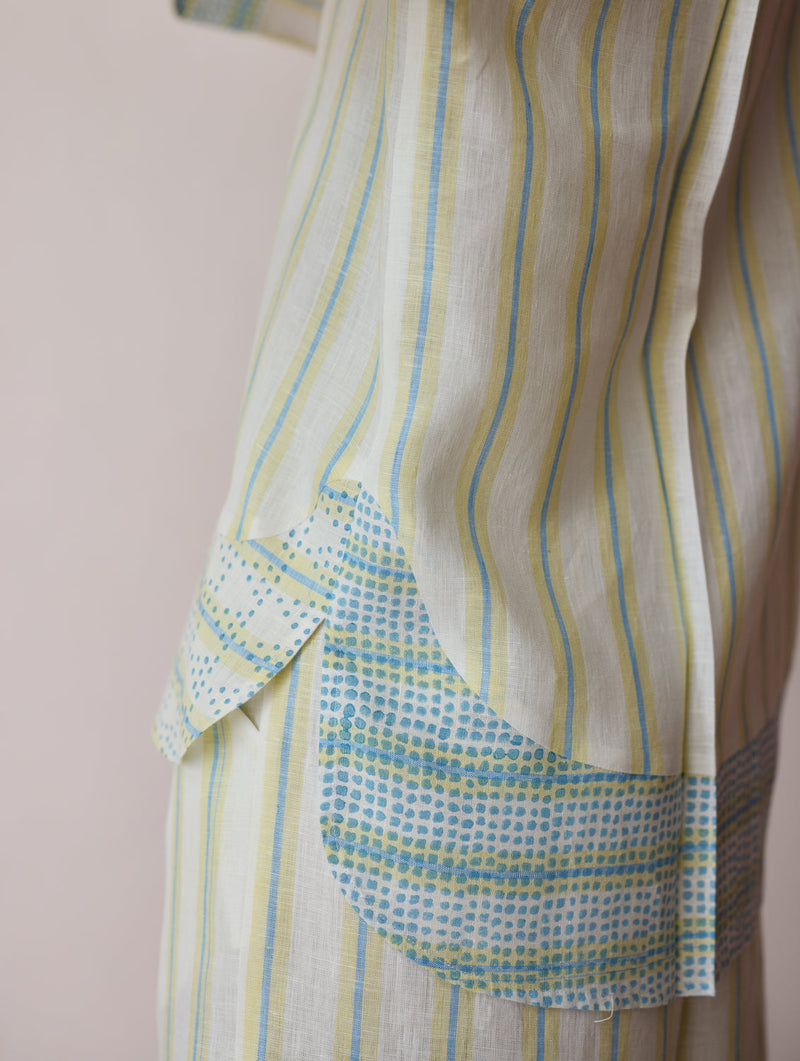 Erra Block-Printed Linen Co-ord-Ivory linen co-ord set by Manan in ivory for women in Singapore