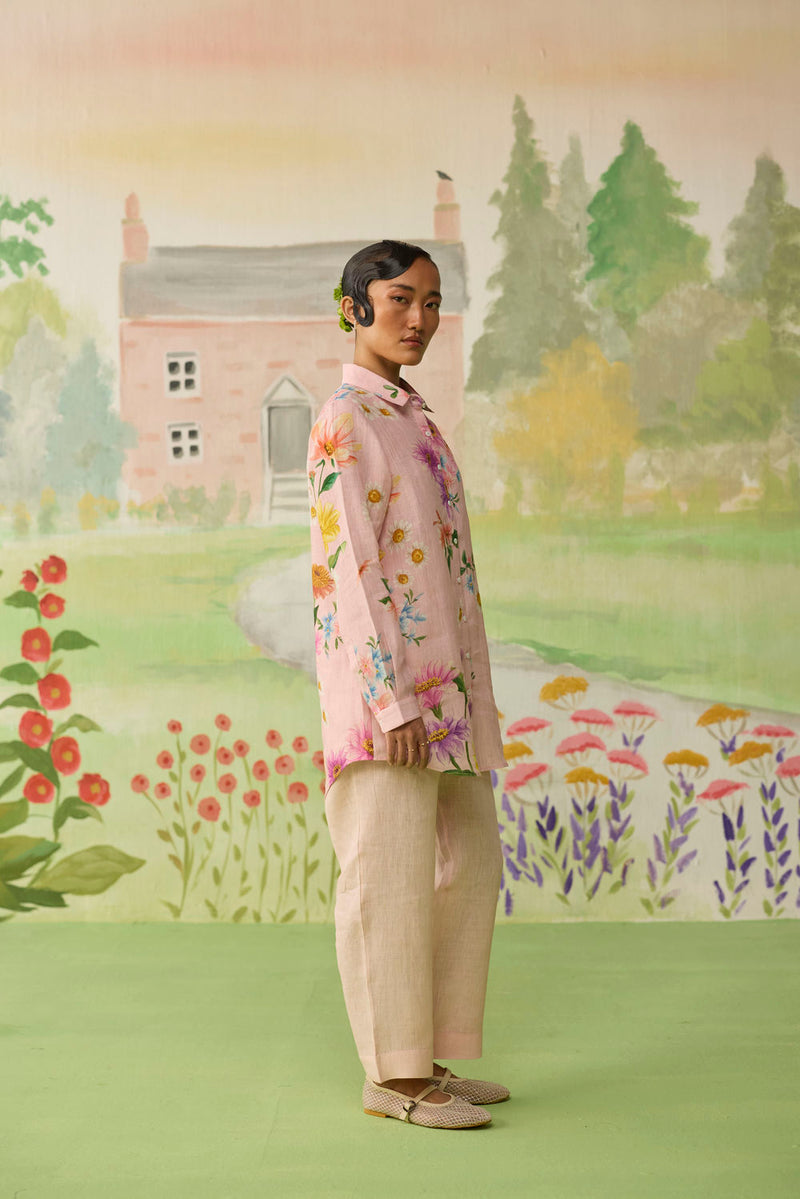 Nice Day Linen Co-ord Set Pink linen co-ord set by Nadiya Paar in pink for women in Singapore