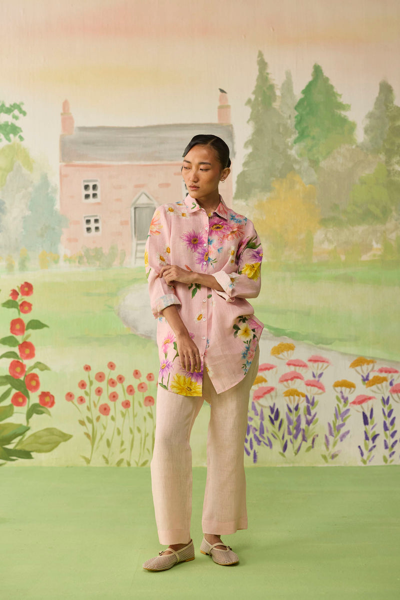 Nice Day Linen Co-ord Set Pink linen co-ord set by Nadiya Paar in pink for women in Singapore