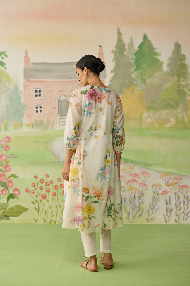 Golden Hour Off-white Long Kurta Set Khadi Silk silk co-ord set by Nadiya Paar in off white for women in Singapore