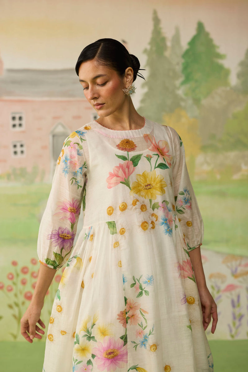 Golden Hour Off-white Long Kurta Set Khadi Silk silk co-ord set by Nadiya Paar in off white for women in Singapore