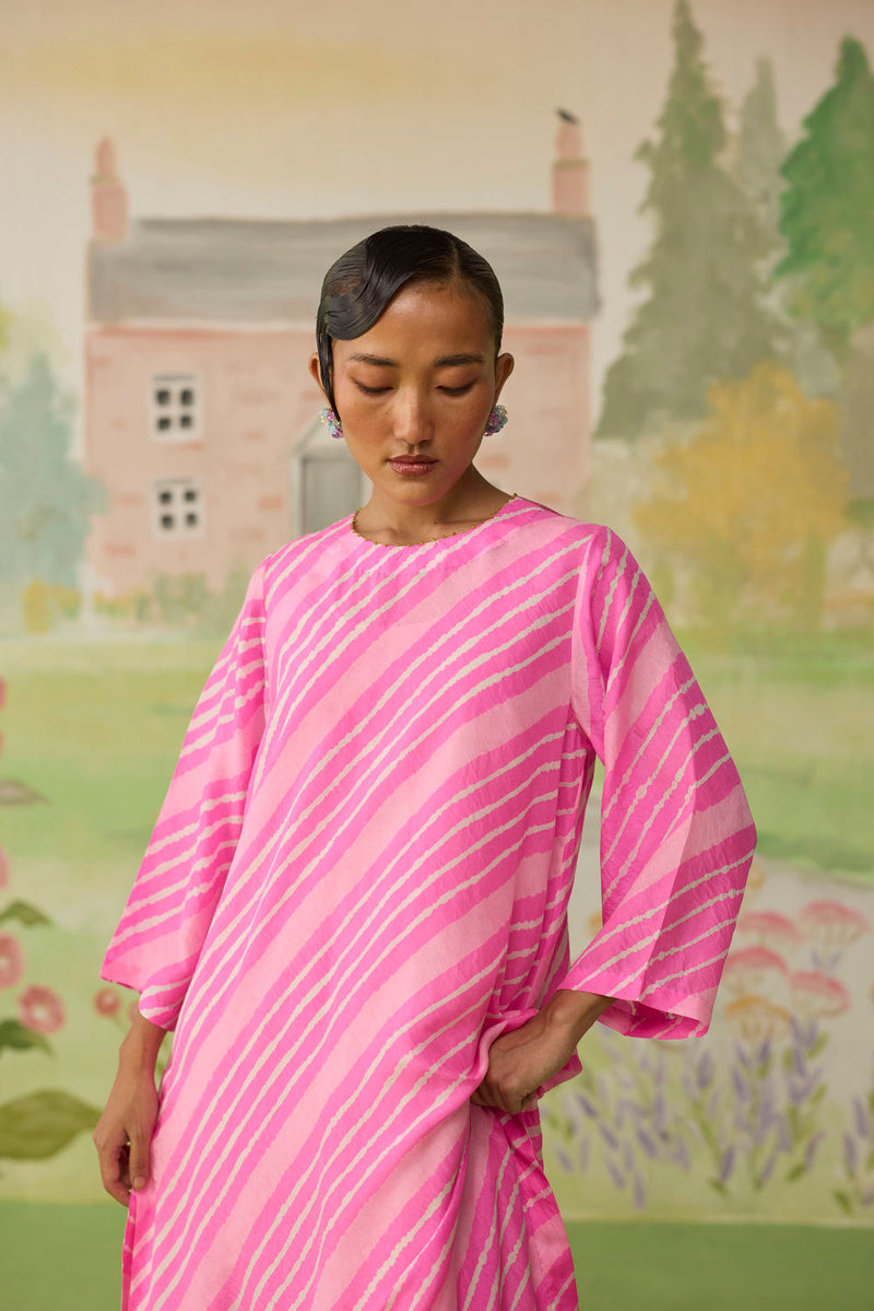 Blush Long Kurta Kurta Set Silk silk co-ord set by Nadiya Paar in pink for women in Singapore