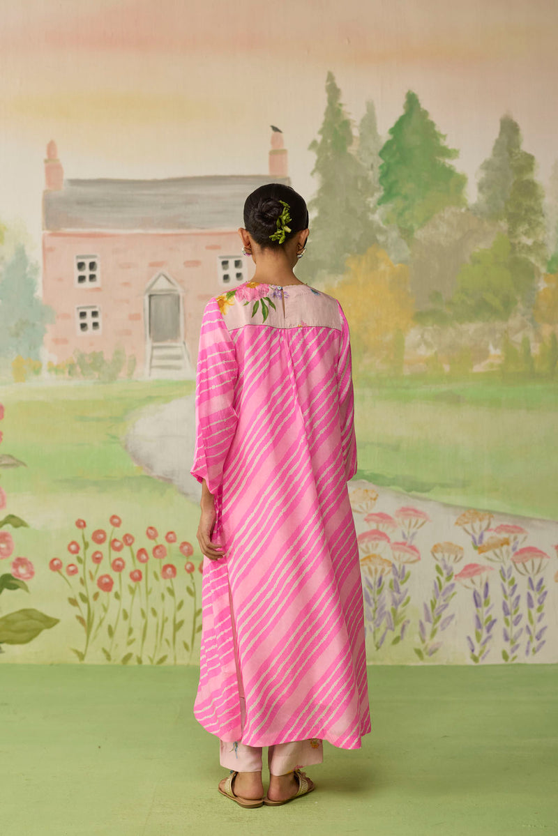 Blush Long Kurta Kurta Set Silk silk co-ord set by Nadiya Paar in pink for women in Singapore