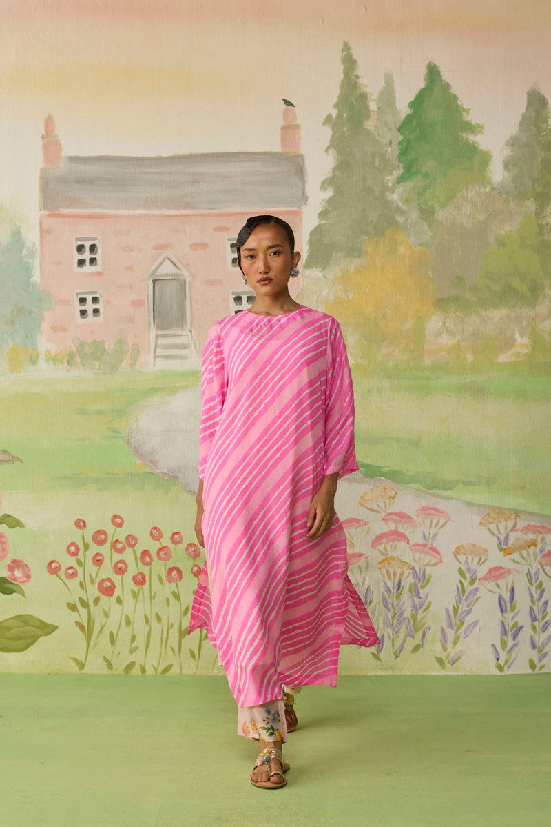 Blush Long Kurta Kurta Set Silk silk co-ord set by Nadiya Paar in pink for women in Singapore